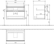 Тумба под раковину Villeroy & Boch VENTICELLO A925 02 MS (753х590х502) 2 ящ., бел.матов., бел.ручки