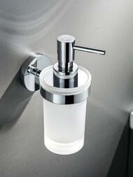 Дозатор для жидкого мыла Aquatek Европа AQ4105CR подвесной, стекло матовое, латунь, цвет: хром