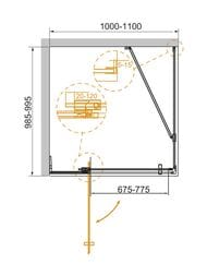 Душевой уголок CEZARES SLIDER (1000-1100х1000х1950) AH-1-100-100/110-C-NERO стекло прозрачное/черн — изображение 4