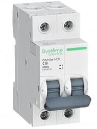 Выключатель Systeme Electric автоматический двухполюсный 16А С 4.5kA City9 Set C9F34216