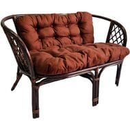 Диван Багама (1200х650х750) 2-х местный, подушки коричневые, обычные твил, ротанг, тёмно-коричневый