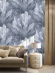 Обои виниловые на флизелине Grandeco Originale (1,06х10,05) листья, синие R167119 (рул.)