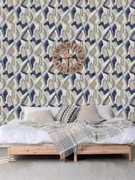 Обои виниловые на флизелине Grandeco Flora R114119 (1,06х10,05) геометрия, синие (рул.)