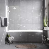 Шторка на ванну WasserKraft Leine 800х1400 35P01-80WHITE распашная, стекло прозрачное/белый