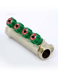 Коллектор Tiemme с вент.кранами 1"нв - 4 х 1/2"(16) никель 1840004(1868N160404)