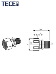 Соединитель TECEflex прямое 16х1/2''В, латунь,  765002 — миниатюра 4