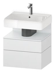 Тумба под раковину Duravit Qatego 590х470мм подвесная, 2 ящ., подсветка, белый мат. QA4393018180010