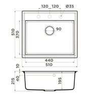 Мойка Omoikiri DAISEN 51 ES (510х510х195) врезная, артгранит, цвет эспрессо 4997305