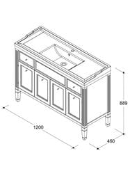 Тумба под раковину Caprigo Альбион Промо 120 grey 1225х885х468 2 выдвижных ящика 33316-В077