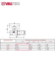 Кран с американкой 1/2"ВН VALTEC BASE красная бабочка VT.227.N.04