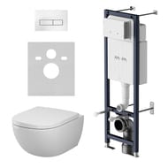Комплект инсталляция AM.PM ErgoFit клавиша M белый+ подвесной унитаз Above Aquaspin с сиденьем IS110301.9X1900