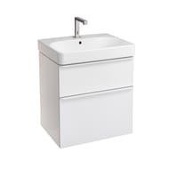 Geberit Smyle Square Тумба с раковиной 60 см, белый глянец +Зеркальный шкаф, подсветка 529.352.00.6