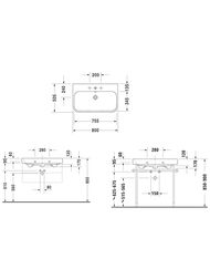 Умывальник Duravit Happy D.2 800х505х170 с отверстием под смеситель и переливом 2318800000