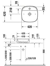 Умывальник накладной Duravit Zencha 420х420мм, без перелива 2374420071
