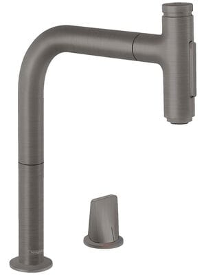 Смеситель Hansgrohe Metris Select M71 для кухни  200 мм вытяжной излив, шлиф черн хр 73818340
