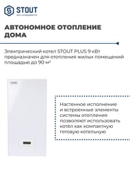 Электрический настенный котел STOUT PLUS с Wi-Fi-модулем 9кВт  SEB-2201-000009