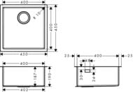 ����� �� ����������� ����� Hansgrohe S71 43425800 (450�450) ��� ����������, �����