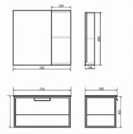 Тумба COMFORTY Бонн-75 (755х520х465) подвесная, с раковиной, дуб темный 00-00001936