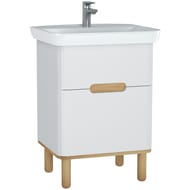 Тумба с раковиной Vitra Sento 630х485х850 подсветка, 2 ящика, с ножками, белая 60821