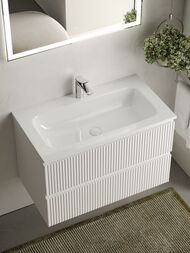 Тумба под раковину SANCOS Snob R (790x445x500) подвесная, два ящика, Bianco SNR80W