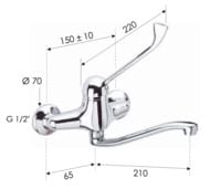 Смеситель медицинский для раковины Remer K45S, хром