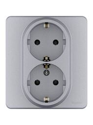 Розетка LEGRAND INSPIRIA двойная с заземлением 16 А алюминий 673752