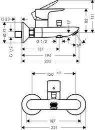 ��������� Hansgrohe Talis E 71740140 ��� ����� ������������, ���������, �������� ������