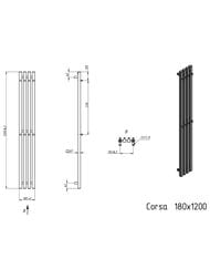 GROTA CORSA Полотенцесушитель электрический 180x1200 белый RAL9016