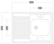 Мойка накладная Ukinox Standart 800х600 матовая нерж. сталь 0,5мм, слив 1 1/2, STD 800.600 ---5C 0R-