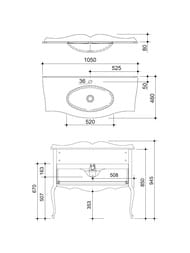 Тумба под раковину Caprigo Бурже 100 Rosso 1050х950х460 глянец 11014-017.000.00.20