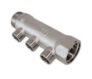 Коллектор VALTEC 3/4" на 3 выхода 1/2"Н магистральный без кранов, никель VTc.500.N.0503 — миниатюра 1