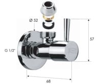 Запорный вентиль 1/2*10 Remer 128L1210, хром