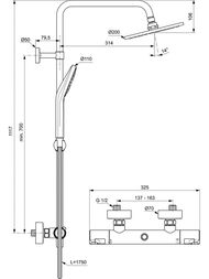 Душевая система Ideal Standard CERATHERM T50 A7225AA с термостатическим смесителем для душа