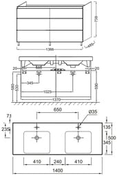 ����� ��� ���������� Jacob Delafon ODEON UP EB996-N18 (1366�485x738) � 6 �������, �����