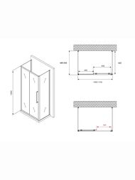 Душевой уголок ABBER Schwarzer Diamant AG30110H-S50-S50 (1100х500х1950) стекло 6мм,прозрачное/хром