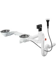 Hansgrohe D17-11 Слив-перелив с автомат. управлением для гранитной мойки с 2мя чашами 43938000 — миниатюра 1