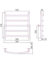 Полотенцесушитель водяной СТИЛЬЕ Универсал-50 600x500 Г21, арт. 00650-6050