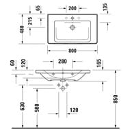 ����� � ��������� Duravit D-Neo 800�440�480 ���������, 1 ����, ������ ��� DE4255004160000+2367800000