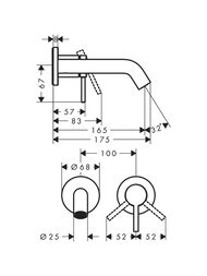 ��������� Hansgrohe Tecturis S ��� �������� �������.,����������.,����� 165 ��,����� ������� 73350700