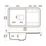 Мойка Omoikiri TASOGARE 86-SA (860х510210) врезная, артгранит, цвет бежевый 4993470 — миниатюра 3