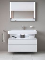 Тумба под раковину Duravit Qatego 990х470мм подвесная, 2 ящ., подсветка, белый мат. QA4395018180010