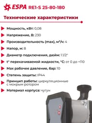 �������������� ����� ESPA RE1-S 25-80-180, � ��������� ��������������, 180��, ��� ����