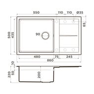 Мойка Omoikiri SUMI 86-PL (860х500х230) врезная, тетогранит, платина 4993651