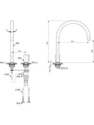 Смеситель для умывальника Ideal Standard SOLOS A7830A2 на 3 отверстия, шлифованное золото