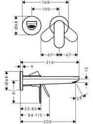Смеситель для раковины Hansgrohe Rebris S 72528000 однозахватный, настенный, хром — миниатюра 2