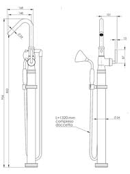 Смеситель для ванны Nicolazzi 3706C S3441NKN44P напольный, однозахватный, душ.гарнитур — миниатюра 2