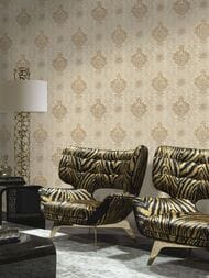 Обои виниловые на флизелине ROBERTO CAVALLI Home 8 (1,06х10,05) дамаск, бежевые 19011 (рул.)