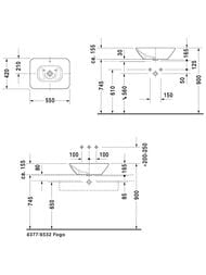 Раковина DURAVIT BACINO 033452 550х420х165 без площадки под смес, перелив, крепление 0334520000