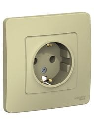 Розетка Systeme Electric BLANCA С/У с заземлением без шторок, 16А, 250В, БЕЖЕВЫЙ BLNRS001017