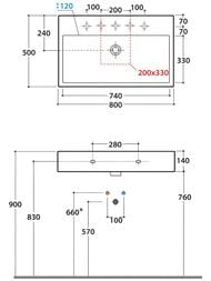 Раковина Globo Stone (800х500х140) подвесная/накладная, без отверстия под смеситель, белая SCQ81BI